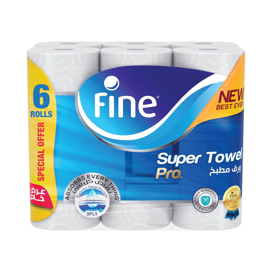 Fay Kitchen Towels Jumbo White 1x6 Rolls(6pcs)
